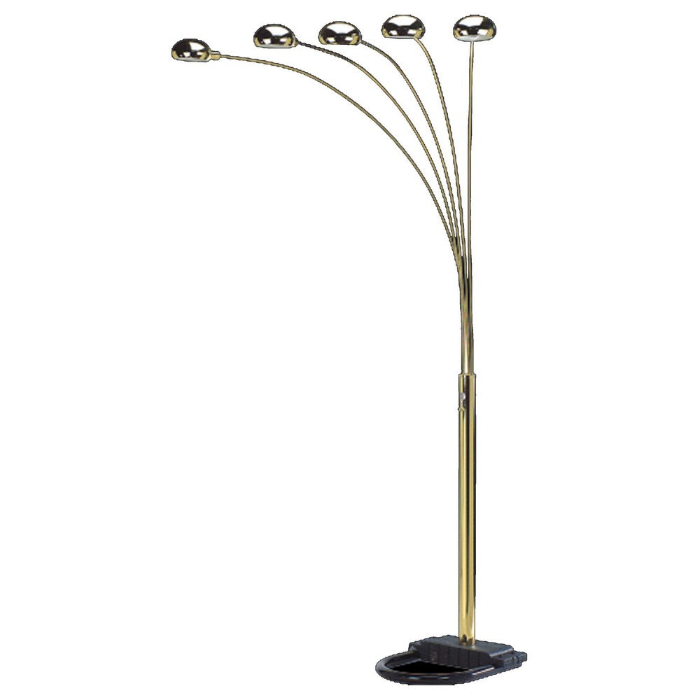 Keny 84" Floor Lamp | 5 Adjustable Cap Style Heads | Gold Metal