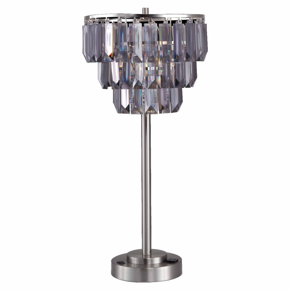 Lesy Accent Table Lamp | 28" | Smoke Gray Crystal Shade | Metal Base