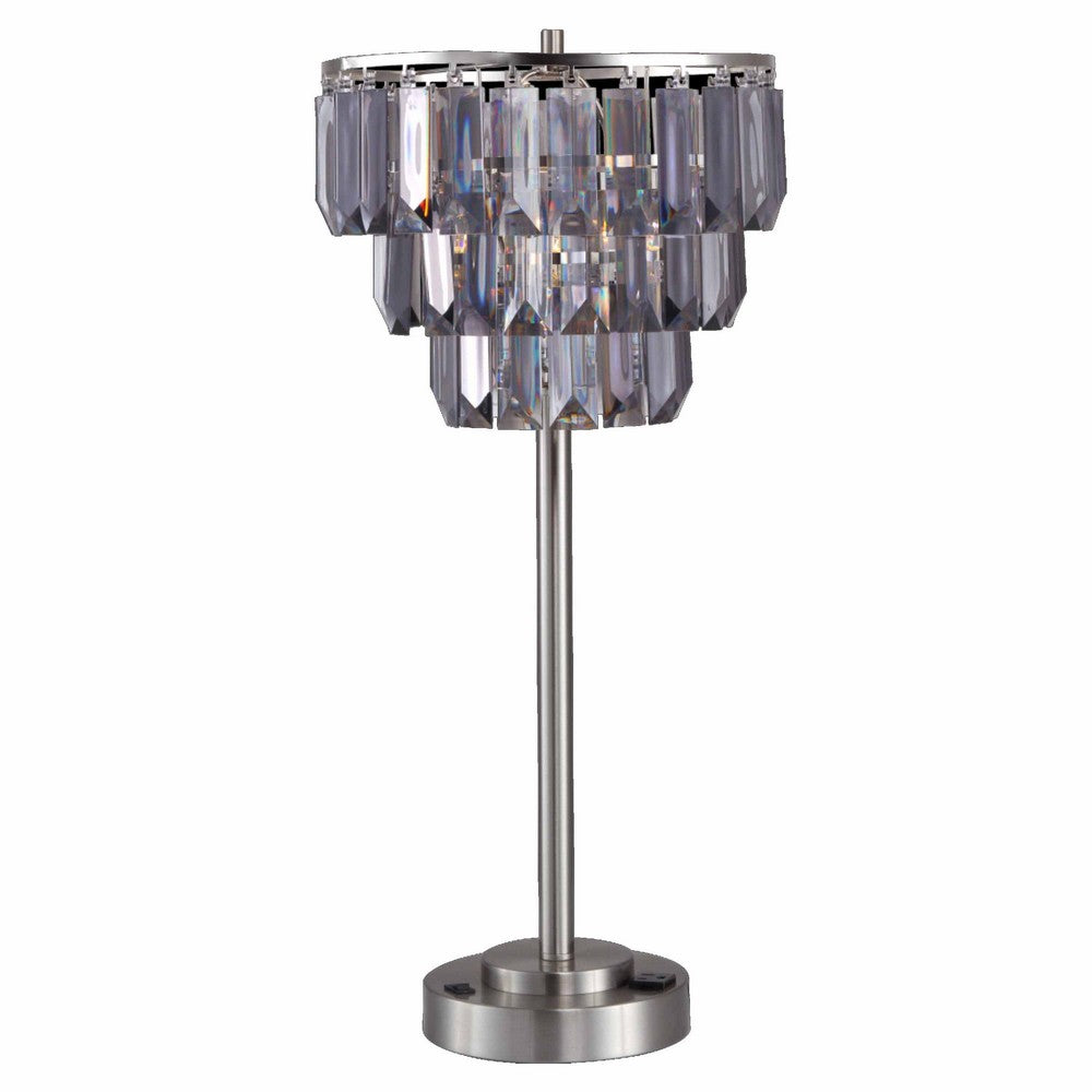 Lesy Accent Table Lamp | 28" | Smoke Gray Crystal Shade | Metal Base