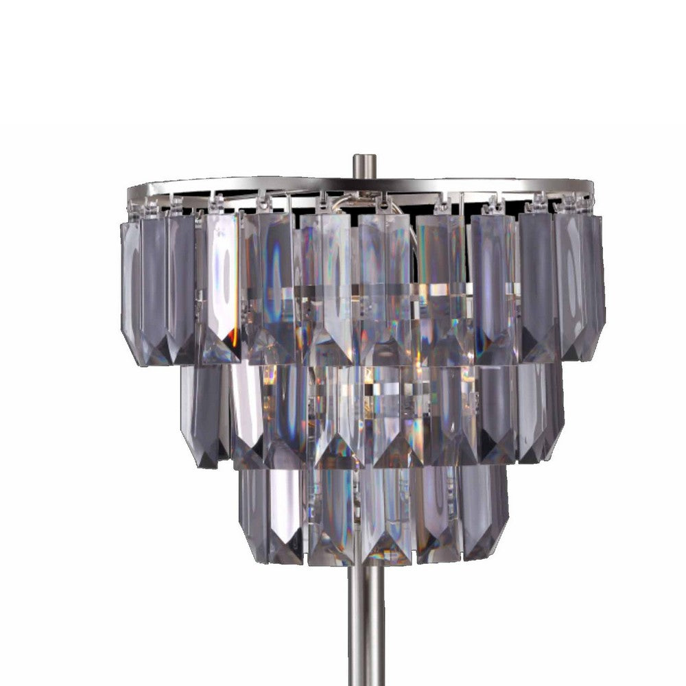 Lesy Accent Table Lamp | 28" | Smoke Gray Crystal Shade | Metal Base