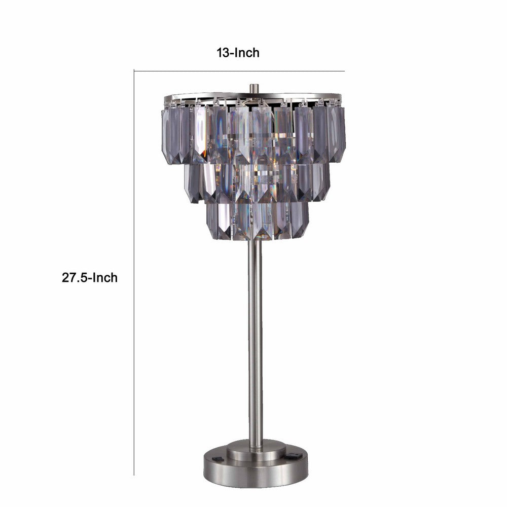 Lesy Accent Table Lamp | 28" | Smoke Gray Crystal Shade | Metal Base