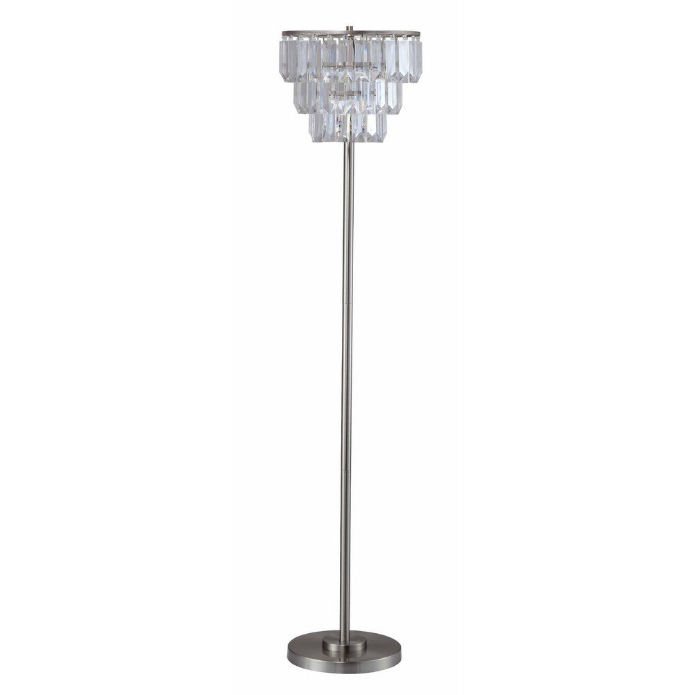 Lesy Floor Lamp | 61" Wide Crystal Shade | Brushed Nickel Metal Base