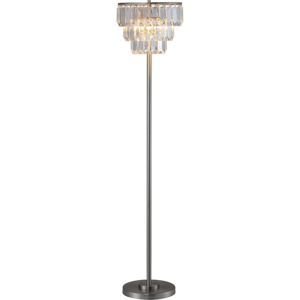Lesy Floor Lamp | 61" Wide Crystal Shade | Brushed Nickel Metal Base