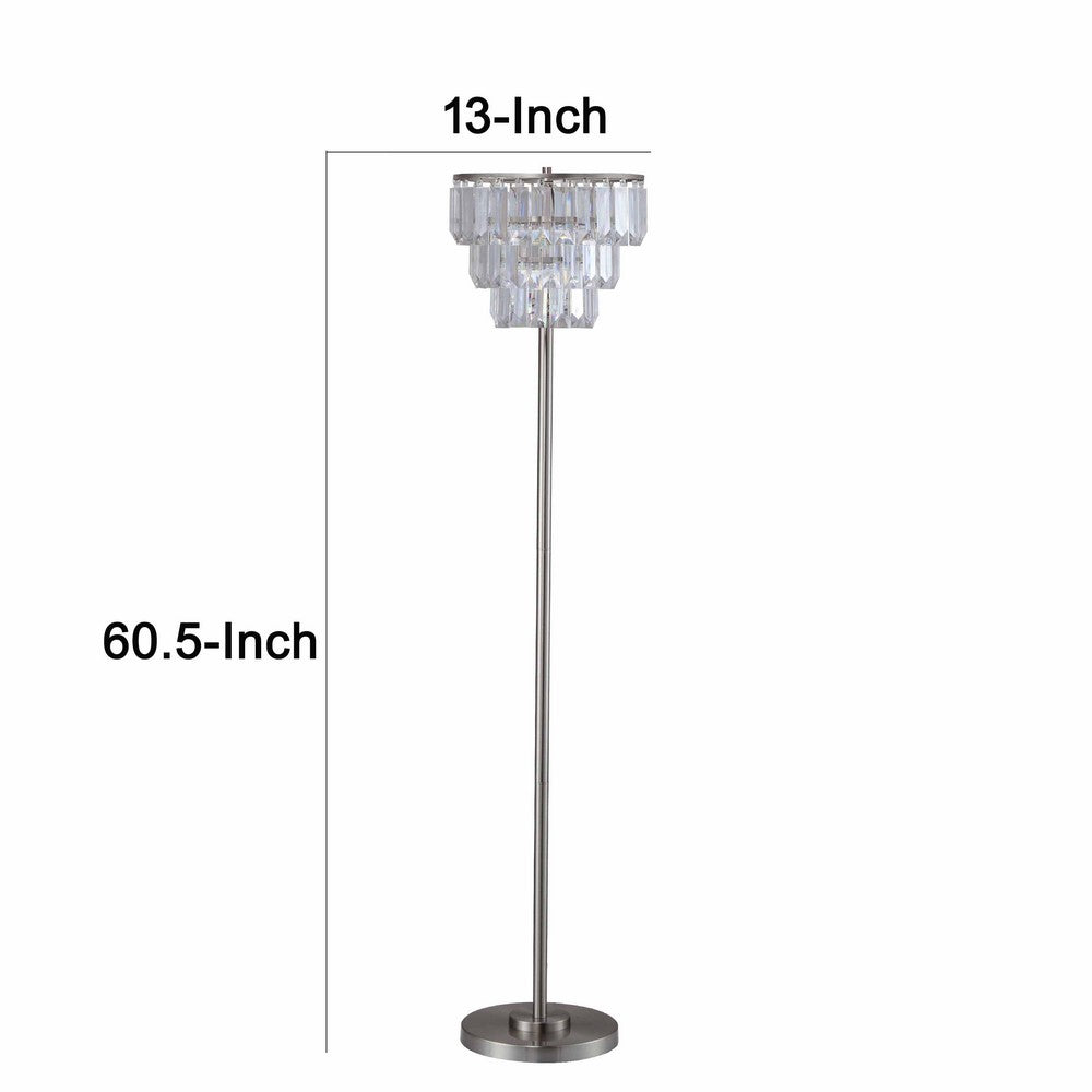 Lesy Floor Lamp | 61" Wide Crystal Shade | Brushed Nickel Metal Base