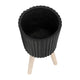Indoor Outdoor Ridged Planter Set of 2 | Black & Brown Wood Legs