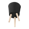 Indoor Outdoor Ridged Planter Set of 2 | Black & Brown Wood Legs