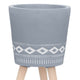 Indoor Outdoor Planter Set of 2 | Gray Diamond Art | Brown Wood Legs