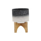 Indoor Planter with Natural Brown Wood Stand | 6" Gray Ceramic