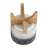 Indoor Planter with Natural Brown Wood Stand | 6" Gray Ceramic