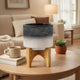 Indoor Planter with Natural Brown Wood Stand | 6" Gray Ceramic
