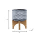 Indoor Planter on Brown Wood Stand | 6" Gray Aztec Printed Ceramic