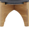 Indoor Planter on Natural Light Brown Wood Stand | 7" Gray Ceramic
