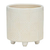 Garden Planter Set of 2 | Glossy White Diamond Patterned Ceramic Body