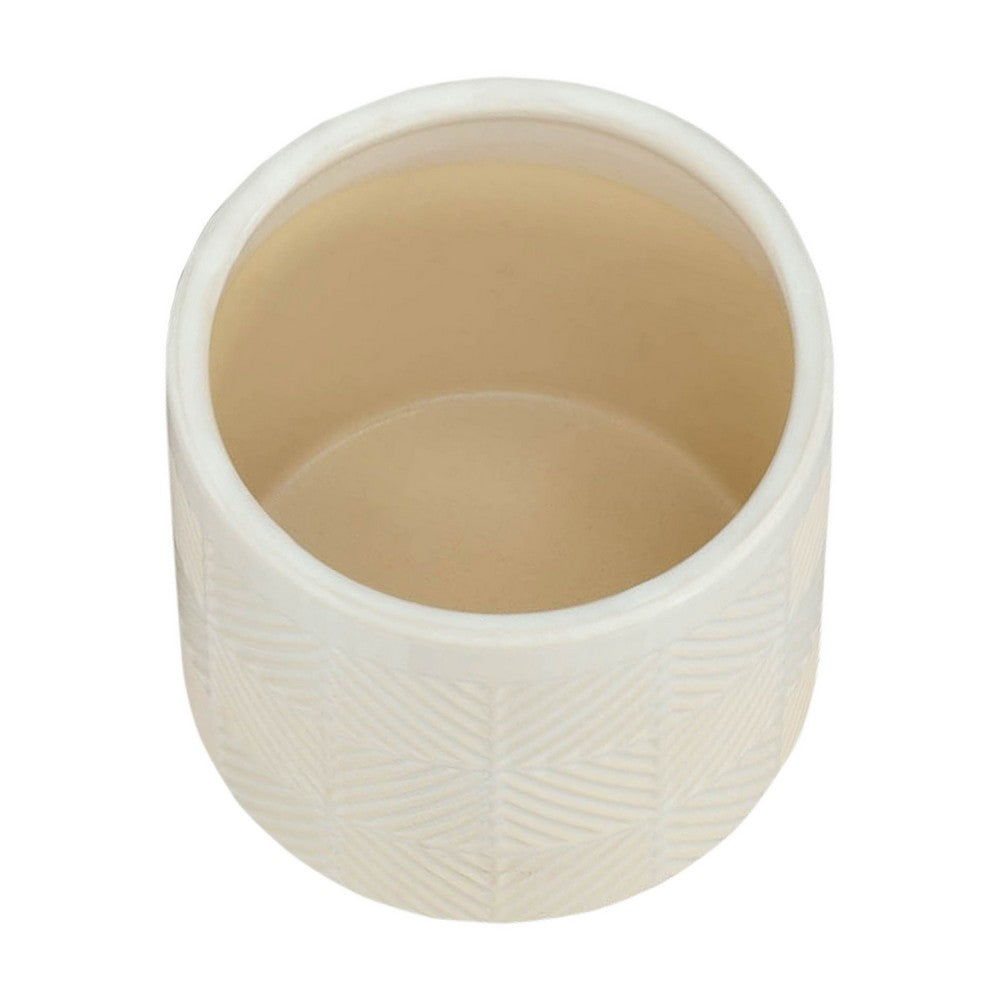 Garden Planter Set of 2 | Glossy White Diamond Patterned Ceramic Body