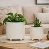 Garden Planter Set of 2 | Glossy White Diamond Patterned Ceramic Body