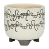 Garden Footed Planter Set of 2 | Black Scribble Pattern | Beige Ceramic