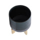Indoor Planter with Wood Stand | Slate Gray Dotted Ceramic | 10"