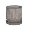 Indoor Planter with Saucer | White Line Pattern | 6" Gray Cement
