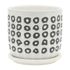 Indoor Planter with Saucer | White Line Pattern | 6" Gray Cement