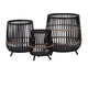 3pc Indoor Basket Planters with Metal Stands | Bohemian Black Bamboo