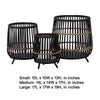 3pc Indoor Basket Planters with Metal Stands | Bohemian Black Bamboo