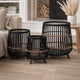 3pc Indoor Basket Planters with Metal Stands | Bohemian Black Bamboo