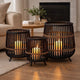 3pc Indoor Basket Planters with Metal Stands | Bohemian Black Bamboo