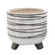 Indoor Planter Set of 2 | Footed Base | Textured Line White Ceramic