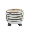 Indoor Planter Set of 2 | Footed Base | Textured Line White Ceramic