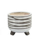 Indoor Planter Set of 2 | Footed Base | Textured Line White Ceramic