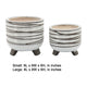 Indoor Planter Set of 2 | Footed Base | Textured Line White Ceramic
