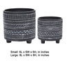 Indoor Planter Set of 2 | Footed Base | Gray & White Tribal Art Print