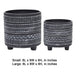 Indoor Planter Set of 2 | Footed Base | Gray & White Tribal Art Print
