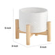 Indoor Garden Planter with Wood Stand | White Chevron Pattern 6"