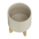Outdoor Garden Planters Set of 2 | Wood Stands | Speckled Beige | 9"