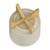 Outdoor Garden Planters Set of 2 | Wood Stands | Speckled Beige | 9"