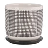 Indoor Mesh Planter with Saucer | 6" White Gray Textured Ceramic
