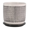 Indoor Mesh Planter with Saucer | 6" White Gray Textured Ceramic