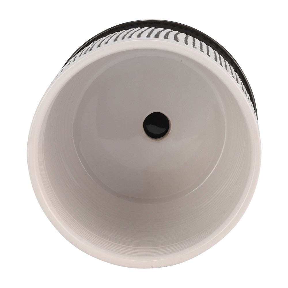 Indoor Mesh Planter with Saucer | 6" White Gray Textured Ceramic