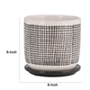 Indoor Mesh Planter with Saucer | 6" White Gray Textured Ceramic