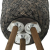 Set of 2 Flower Planters on Tripod Stands | Black & Brown Bamboo Weave