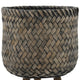 Set of 2 Flower Planters on Tripod Stands | Black & Brown Bamboo Weave
