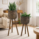 Set of 2 Flower Planters on Tripod Stands | Black & Brown Bamboo Weave
