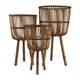 Set of 3 Flower Planters on Tripod Stands | Brown Bamboo Netting Weave