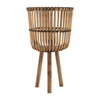 Set of 3 Flower Planters on Tripod Stands | Brown Bamboo Netting Weave