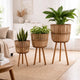 Set of 3 Flower Planters on Tripod Stands | Brown Bamboo Netting Weave