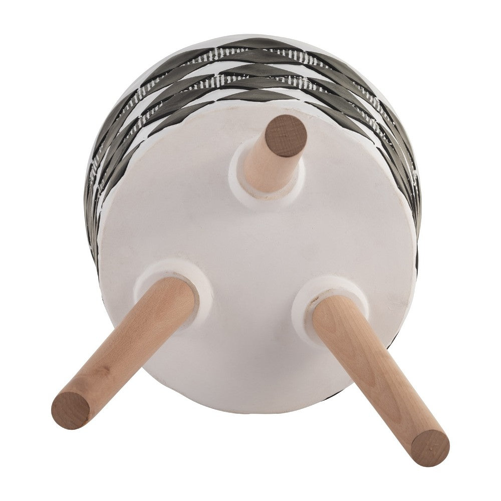 Planter on Tripod Stand Set of 2 | Black White Diamond Pattern 10/12"