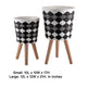 Planter on Tripod Stand Set of 2 | Black White Diamond Pattern 10/12"