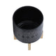 Jeny Flower Planter Pot on Wood Stand | Black Aztec Ceramic 8"