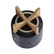 Jeny Flower Planter Pot on Wood Stand | Black Aztec Ceramic 8"